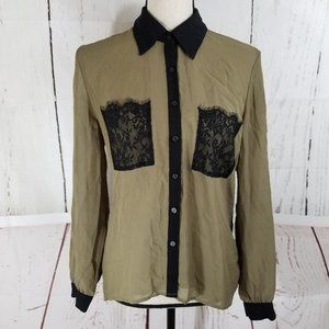 Miss Tina by Tina Knowles Button Up Sz S Green